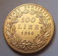 1866, VATIKÁN, IX. PIUS, ARANY 100 LÍRA, REPLIKA!
